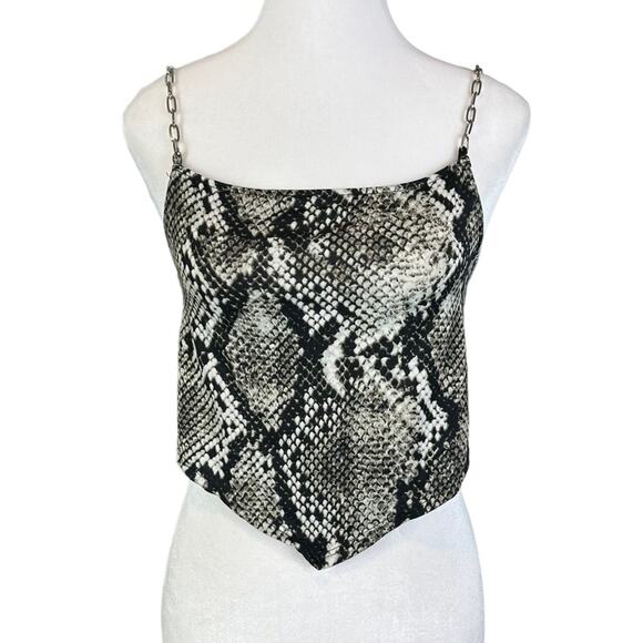 Just Polly NY Snake Print Scarf Top Chain Straps Size Small - Picture 1 of 5